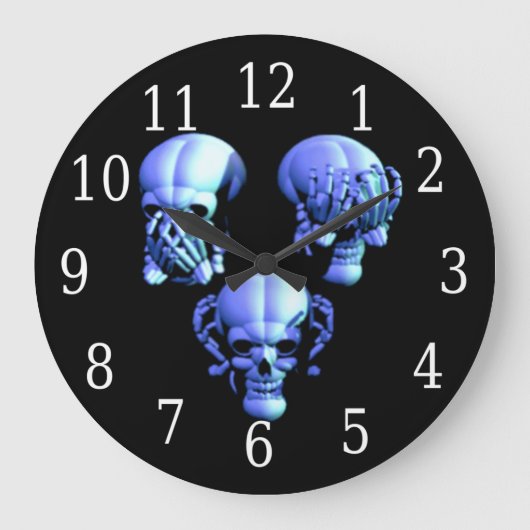 見ろ聞くな話い悪スカルは24時 ラージ壁時計 (正面)