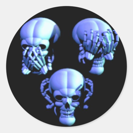 見ろ見ろ聞くな話い悪スカルのシール ラウンドシール (正面)