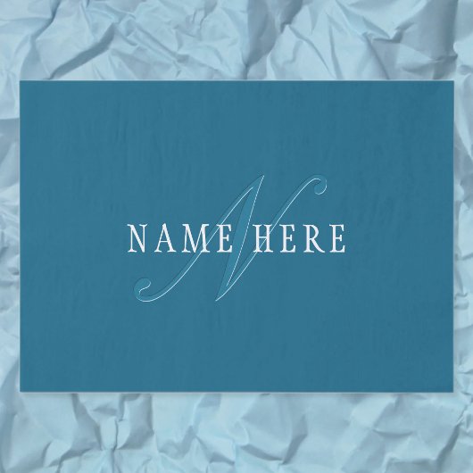 見エレガントたモノグラム | オーシャンブルー 薄葉紙
