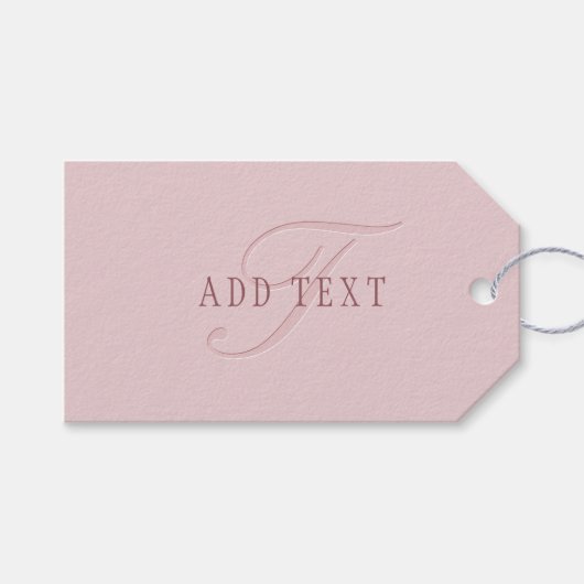 見エレガントたモノグラム | ローズゴールド ギフトタグ (正面(横))