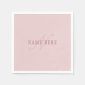 見エレガントたモノグラム | ローズゴールド スタンダードカクテルナプキン (正面)