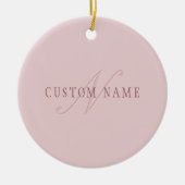 見エレガントたモノグラム | ローズゴールド セラミックオーナメント (正面)