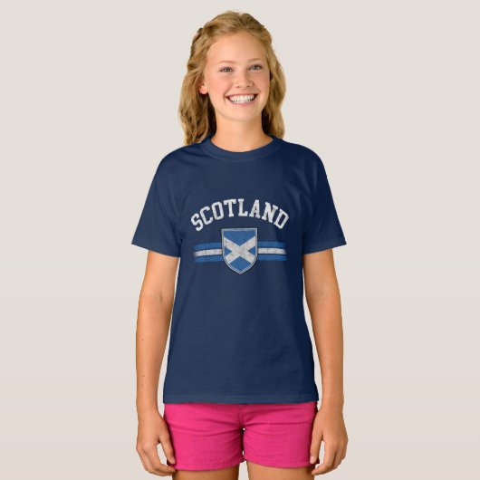 見グランジ擦り切れたるスコットランド国旗のTシャツ Tシャツ (正面フル)