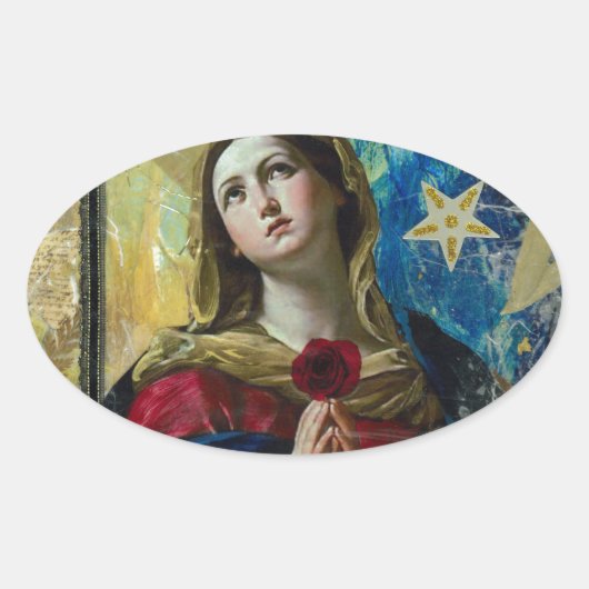 見上げる 楕円形シール (正面)