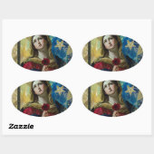 見上げる 楕円形シール (シート)