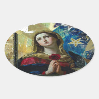 見上げる 楕円形シール