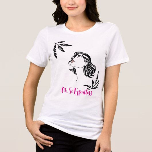 見上げエレガントている女性 トライブレンドＴシャツ (正面)