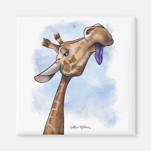 見下したキリン+漫画 マグネット (正面)