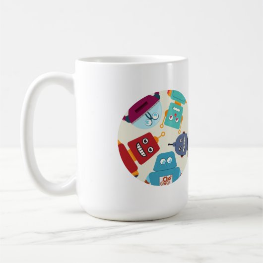 見下ろすロボット コーヒーマグカップ (左)
