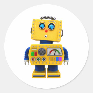 見下ろす好奇心のおもちゃロボット ラウンドシール