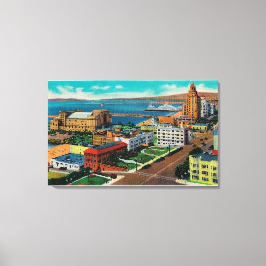 見下ろす海通り,講堂を表示 キャンバスプリント (正面)