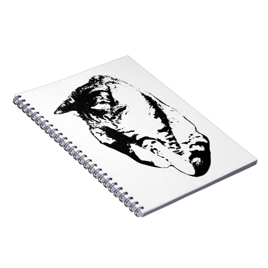 見下ろすTabby Catモノクロノートブック ノートブック (右側)