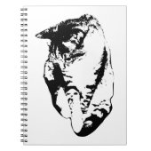 見下ろすTabby Catモノクロノートブック ノートブック (正面)