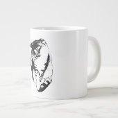 見下ろすTabby Catモノクロマグ ジャンボコーヒーマグカップ (正面右)