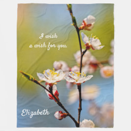 見事なア日本のプリコット花 フリースブランケット