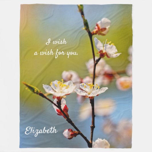 見事なア日本のプリコット花 フリースブランケット (正面)