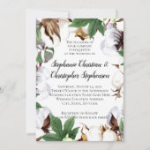 見事なコットンの花の水彩ウェディング 招待状 (正面)