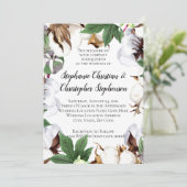 見事なコットンの花の水彩ウェディング 招待状 (スタンド正面)