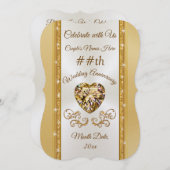 見事なゴールドの結婚50周年招待状 招待状 (正面/裏面)