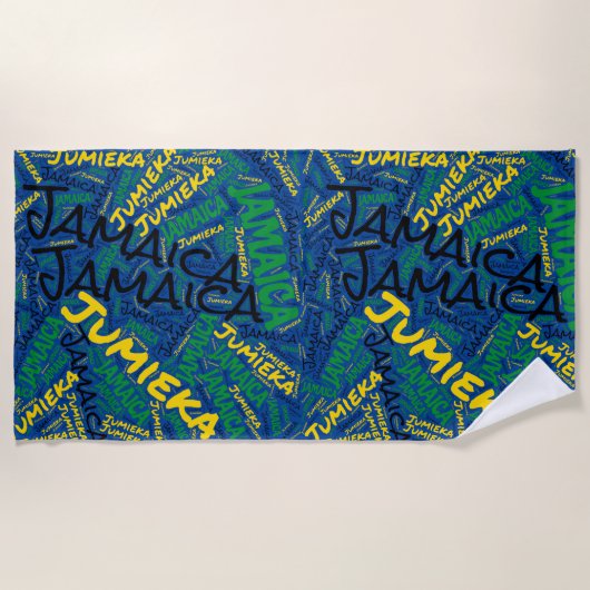 見事なジャマイカ国旗の色愛国的 ビーチタオル (正面)