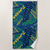 見事なジャマイカ国旗の色愛国的 ビーチタオル (正面)