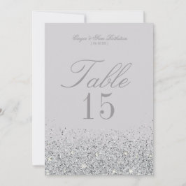 見事なスリヴァーグリッター結婚式テーブルナンバーカード 招待状