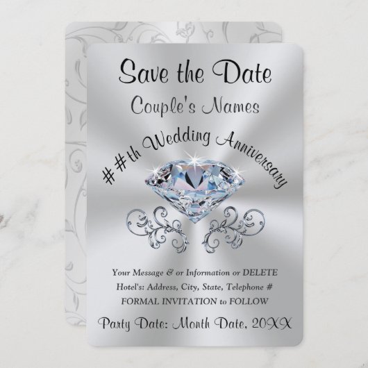 見事なダイヤモンド、特別な日を記念するカードを、あなただけのものに。 招待状 (正面/裏面)