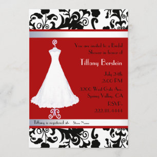 見事なダマスク柄の結婚前お茶会招待状 招待状