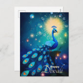 見事なディワリの喜び:王宮の孔雀🦚 シーズンポストカード (正面/裏面)