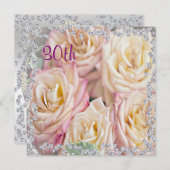 見事なバラとダイヤモンド30歳誕生日 招待状 (正面/裏面)