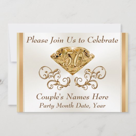 見事なパーソナライズされた50周年記念招待状 招待状 (正面)