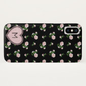 見事なピンクのバラ模様のモノグラム Case-Mate iPhoneケース (裏面(横))