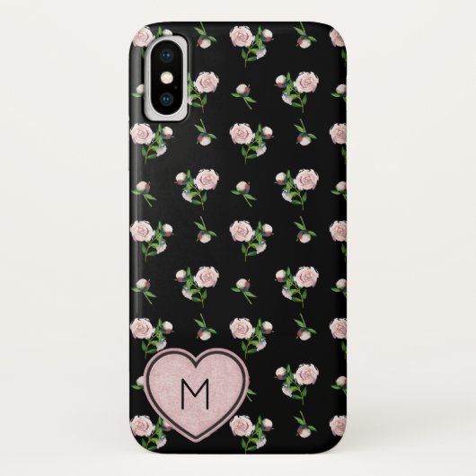 見事なピンクのバラ模様のモノグラム Case-Mate iPhoneケース (裏面)