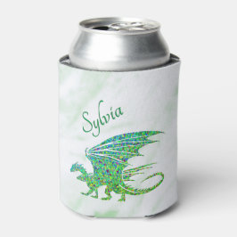 見事なモザイク緑のドラゴン個人用 缶クーラー
