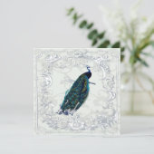 見事なヴィンテージの孔雀の結婚式の招待状です。 招待状 (スタンド正面)