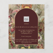 見事なヴィンテージ植物学的なバーガンディーフラワーのウェディング チラシ (裏面)