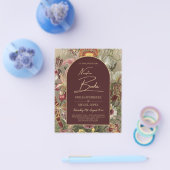 見事なヴィンテージ植物学的なバーガンディーフラワーのウェディング チラシ (シングル)