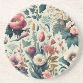 見事な春の花の植物学的なパターンを発見する コースター (正面)