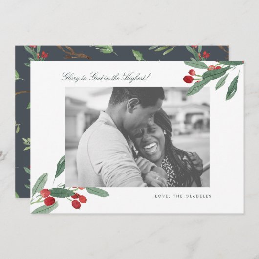 見事な果実の水彩画の編集可能休日の写真 シーズンカード (正面/裏面)