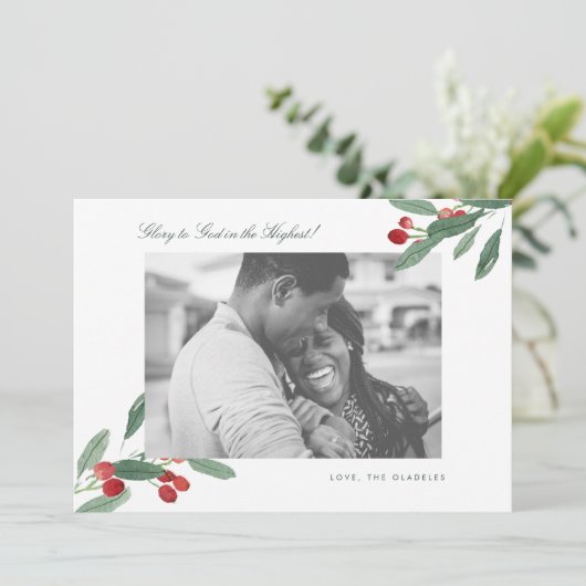 見事な果実の水彩画の編集可能休日の写真 シーズンカード (スタンド正面)