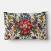 見事な洗練された赤い花と繊細な花 アクセサリーポーチ (裏面)