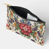 見事な洗練された赤い花と繊細な花 アクセサリーポーチ (見開き)