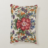 見事な洗練された赤い花と繊細な花 アクセントクッション (裏面(縦))