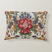 見事な洗練された赤い花と繊細な花 アクセントクッション (裏面)