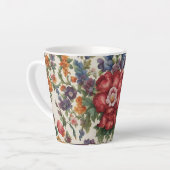 見事な洗練された赤い花と繊細な花 カフェラテマグ (左アングル)