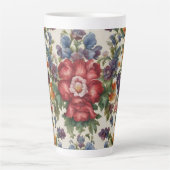 見事な洗練された赤い花と繊細な花 カフェラテマグ (正面)