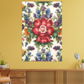 見事な洗練された赤い花と繊細な花 キャンバスプリント (インサイチュ (リビング))