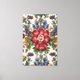 見事な洗練された赤い花と繊細な花 キャンバスプリント