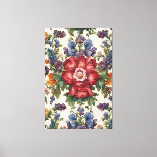 見事な洗練された赤い花と繊細な花 キャンバスプリント (正面)