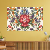 見事な洗練された赤い花と繊細な花 キャンバスプリント (インサイチュ (リビング))